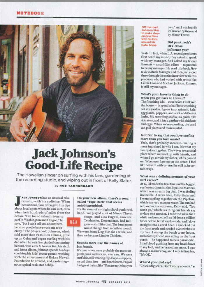 Jack Johnson’s Good-Life Recipe