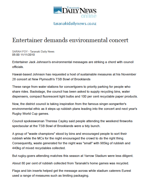 Entertainer demands environmental concert