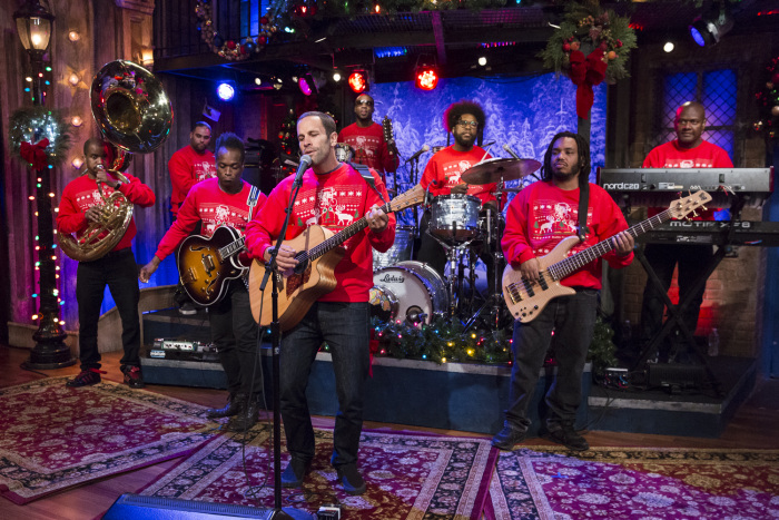 Jack and the Roots Rocking the Ugly Christmas Sweaters